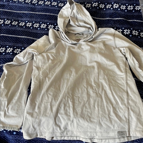 L.L. Bean Kids' Light Gray Hooded Shirt Insect Shield Size Large - Picture 1 of 9